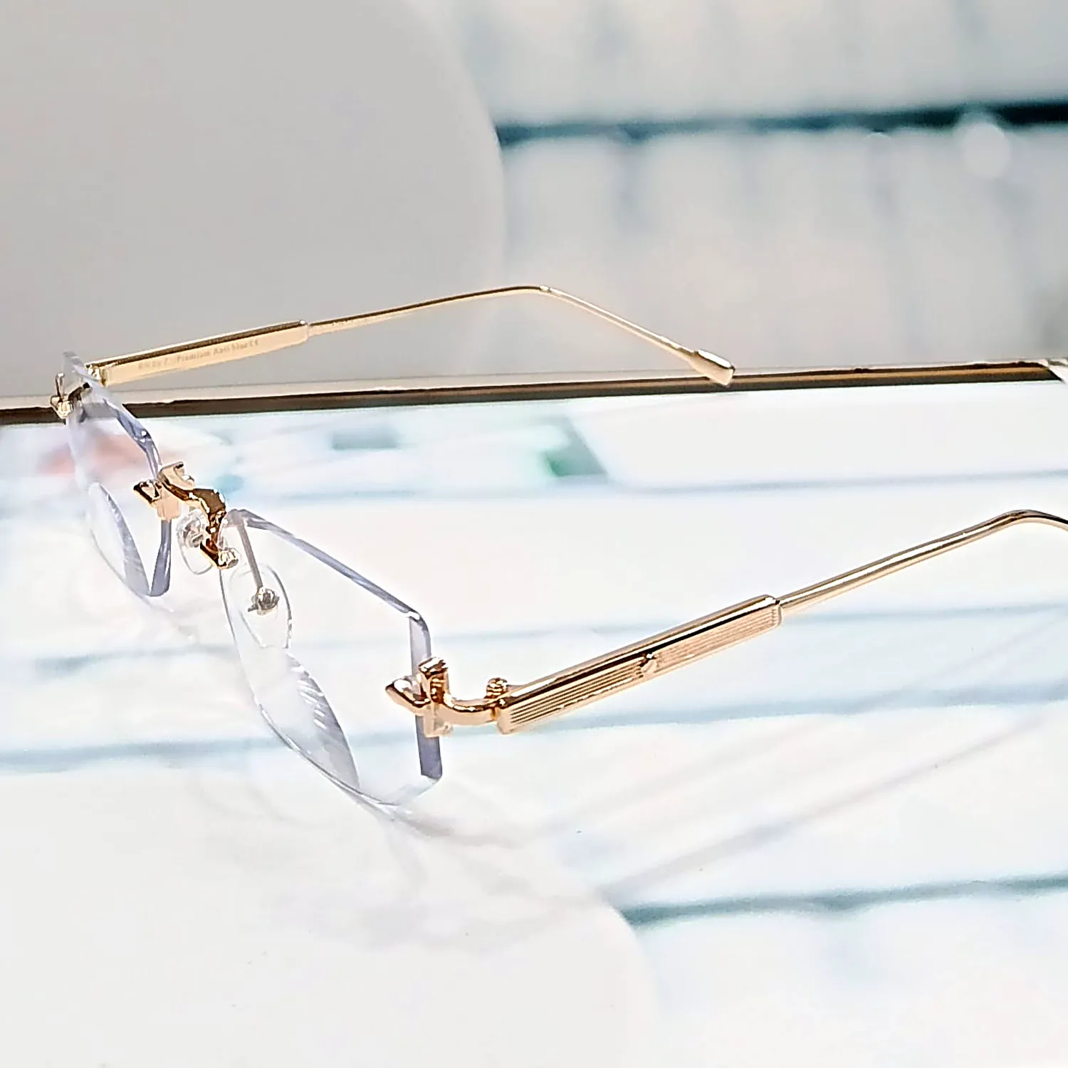 Premium gold rimless reading glasses